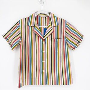 NWT Sleepy Jones Corita Pajama TOP Color Wheel Stripe Size Small